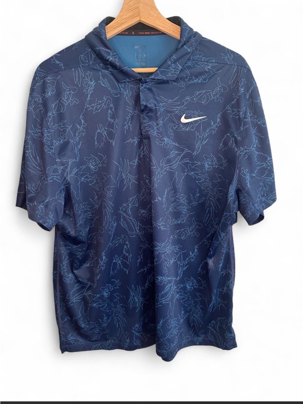 Nike Tiger Woods Collection Dri-Fit Blue Golf Shirt